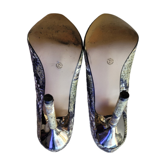 Worthington Women Snakeskin Metallic Stiletto Heels Sz 10 Pointed Toe Club Shoes - Picture 4 of 9